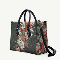 Hawaii Tartan With Hibiscus Leather Bag Polynesian Pattern Vintage