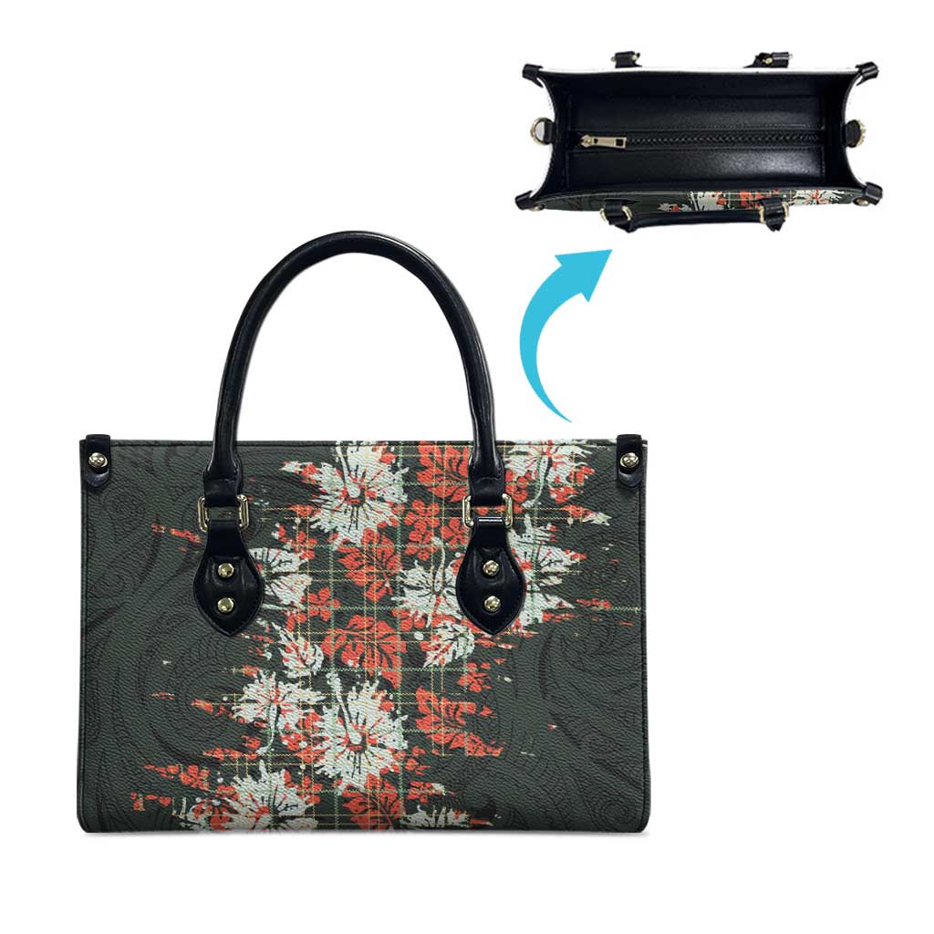 Hawaii Tartan With Hibiscus Leather Bag Polynesian Pattern Vintage