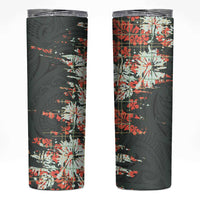 Hawaii Tartan With Hibiscus Skinny Tumbler Polynesian Pattern Vintage