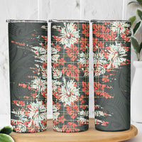 Hawaii Tartan With Hibiscus Skinny Tumbler Polynesian Pattern Vintage