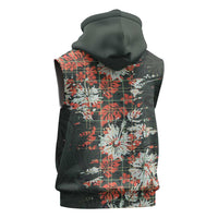 Hawaii Tartan With Hibiscus Sleeveless Hoodie Polynesian Pattern Vintage LT9 - Polynesian Pride