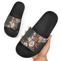Hawaii Tartan With Hibiscus Slide Sandals Polynesian Pattern Vintage LT9 - Polynesian Pride