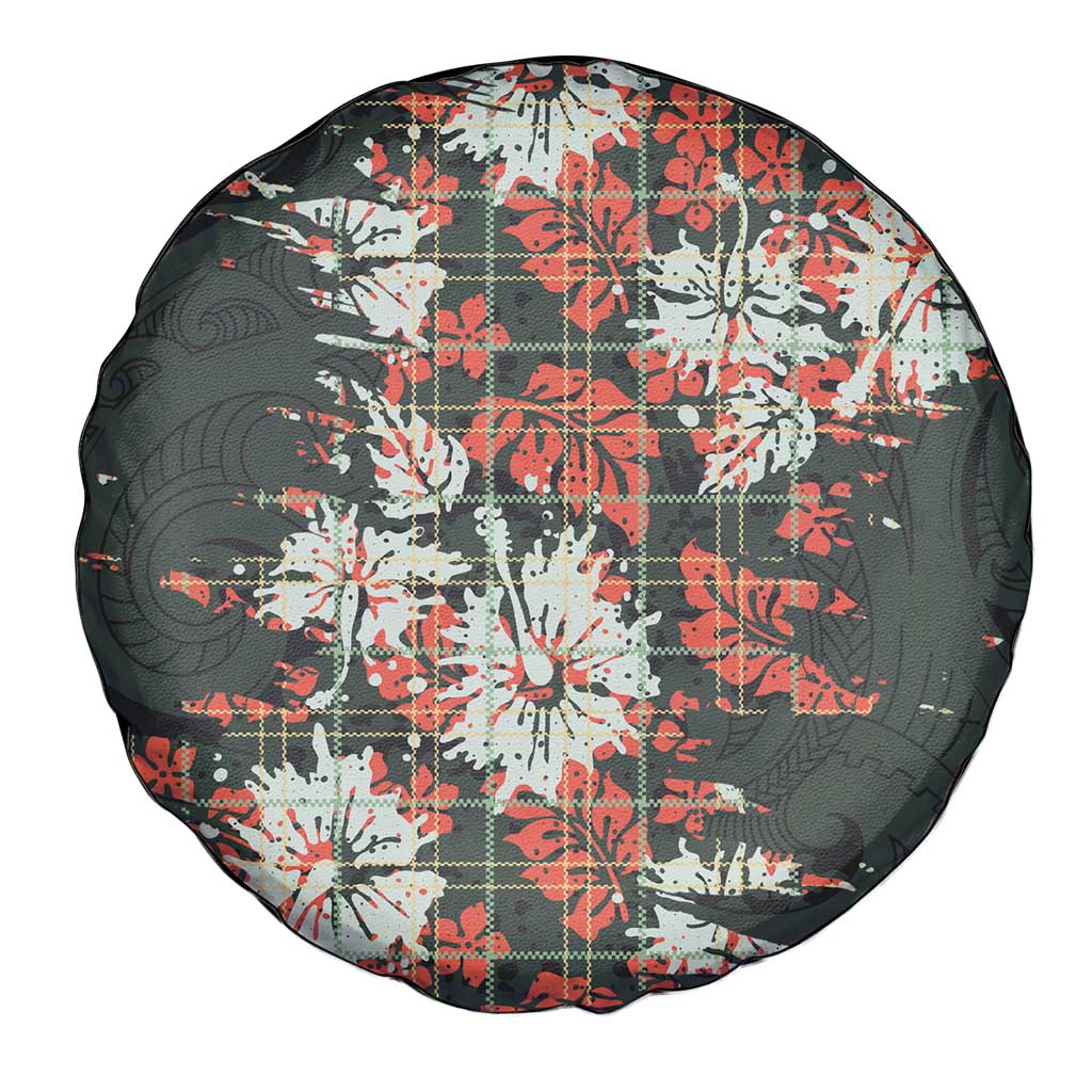 Hawaii Tartan With Hibiscus Spare Tire Cover Polynesian Pattern Vintage LT9 - Polynesian Pride
