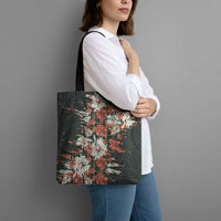 Hawaii Tartan With Hibiscus Tote Bag Polynesian Pattern Vintage