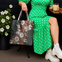 Hawaii Tartan With Hibiscus Tote Bag Polynesian Pattern Vintage
