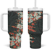Hawaii Tartan With Hibiscus Tumbler With Handle Polynesian Pattern Vintage