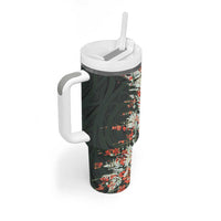 Hawaii Tartan With Hibiscus Tumbler With Handle Polynesian Pattern Vintage