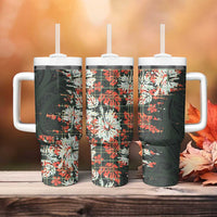 Hawaii Tartan With Hibiscus Tumbler With Handle Polynesian Pattern Vintage
