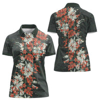 Hawaii Tartan With Hibiscus Women Polo Shirt Polynesian Pattern Vintage