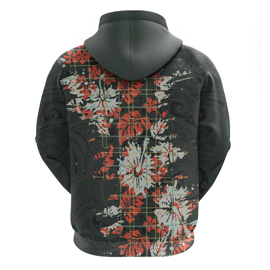 Hawaii Tartan With Hibiscus Zip Hoodie Polynesian Pattern Vintage