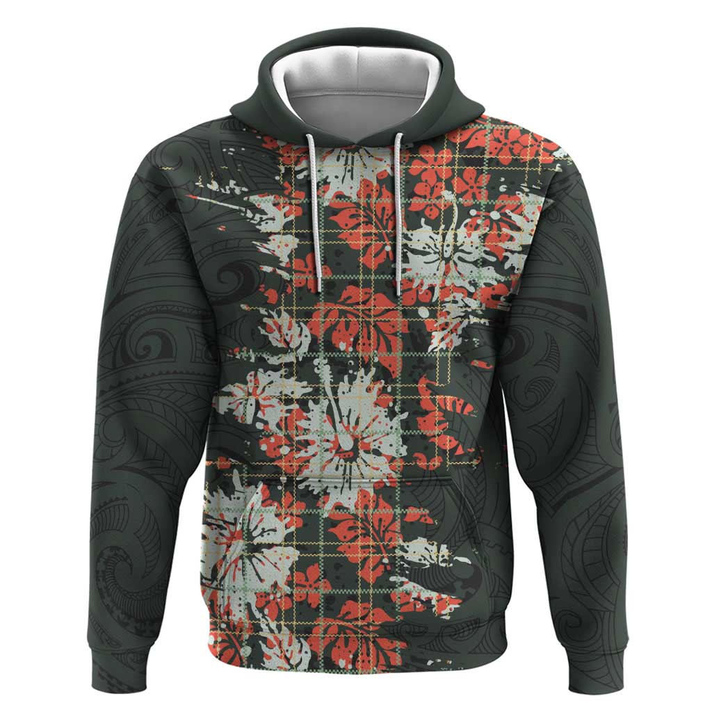 Hawaii Tartan With Hibiscus Zip Hoodie Polynesian Pattern Vintage