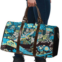 Japanese Hawaiian Crane Travel Bag Blue Tapa Patchwork Pattern LT9 - Polynesian Pride
