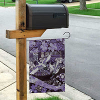 Japanese Hawaiian Crane Garden Flag Purple Tapa Patchwork Pattern
