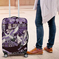 Japanese Hawaiian Crane Luggage Cover Purple Tapa Patchwork Pattern LT9 Purple - Polynesian Pride