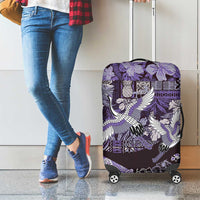 Japanese Hawaiian Crane Luggage Cover Purple Tapa Patchwork Pattern LT9 - Polynesian Pride