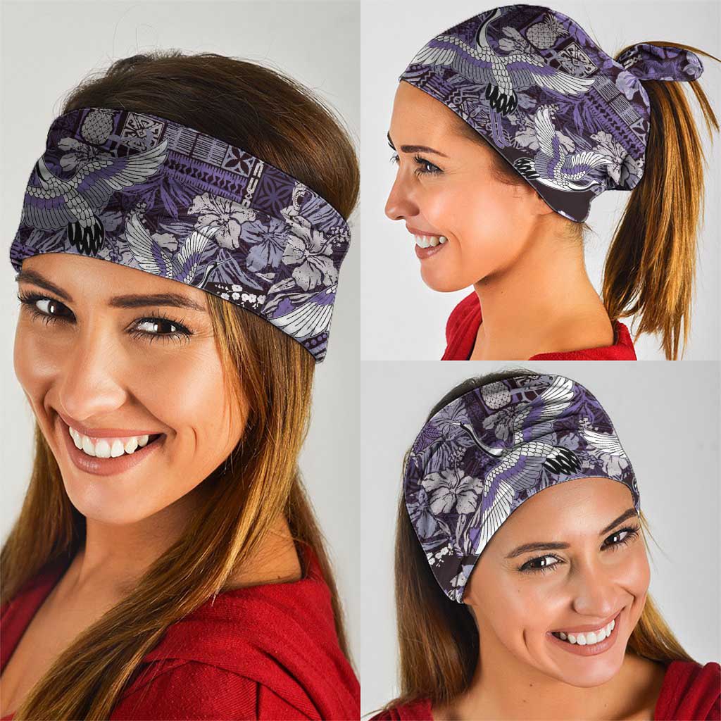 Japanese Hawaiian Crane Neck Gaiter Purple Tapa Patchwork Pattern