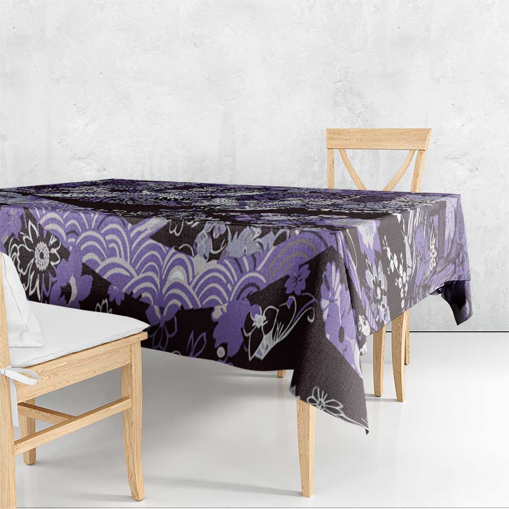 Japanese Hawaiian Crane Tablecloth Purple Tapa Patchwork Pattern LT9 - Polynesian Pride