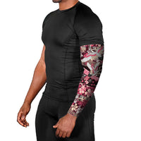 Japanese Hawaiian Crane Arm Sleeves Soft Pink Tapa Patchwork Pattern