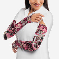 Japanese Hawaiian Crane Arm Sleeves Soft Pink Tapa Patchwork Pattern