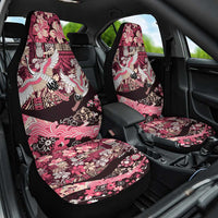 Japanese Hawaiian Crane Car Seat Cover Soft Pink Tapa Patchwork Pattern