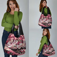 Japanese Hawaiian Crane Grocery Bag Soft Pink Tapa Patchwork Pattern LT9 - Polynesian Pride