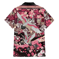 Japanese Hawaiian Crane Hawaiian Shirt Soft Pink Tapa Patchwork Pattern