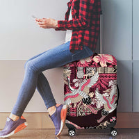 Japanese Hawaiian Crane Luggage Cover Soft Pink Tapa Patchwork Pattern LT9 - Polynesian Pride