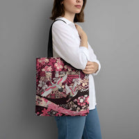 Japanese Hawaiian Crane Tote Bag Soft Pink Tapa Patchwork Pattern