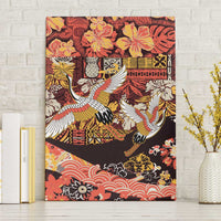 Japanese Hawaiian Crane Canvas Wall Art Yellow Ochre Tapa Patchwork Pattern LT9 Without Frame Yellow - Polynesian Pride