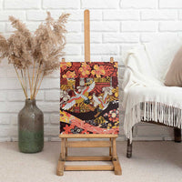 Japanese Hawaiian Crane Canvas Wall Art Yellow Ochre Tapa Patchwork Pattern LT9 - Polynesian Pride