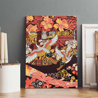 Japanese Hawaiian Crane Canvas Wall Art Yellow Ochre Tapa Patchwork Pattern LT9 - Polynesian Pride
