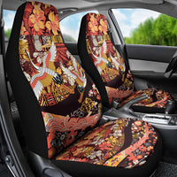Japanese Hawaiian Crane Car Seat Cover Yellow Ochre Tapa Patchwork Pattern