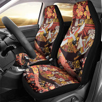 Japanese Hawaiian Crane Car Seat Cover Yellow Ochre Tapa Patchwork Pattern