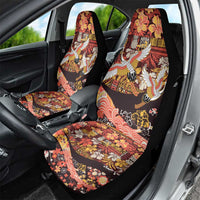 Japanese Hawaiian Crane Car Seat Cover Yellow Ochre Tapa Patchwork Pattern