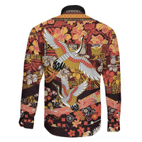 Japanese Hawaiian Crane Family Matching Mermaid Dress and Hawaiian Shirt Yellow Ochre Tapa Patchwork Pattern