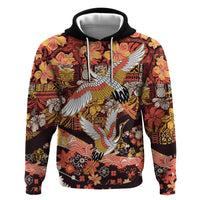 Japanese Hawaiian Crane Hoodie Yellow Ochre Tapa Patchwork Pattern LT9 Pullover Hoodie Yellow - Polynesian Pride