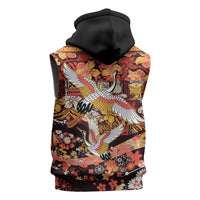 Japanese Hawaiian Crane Sleeveless Zip Hoodie Yellow Ochre Tapa Patchwork Pattern LT9 - Polynesian Pride