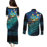 Matariki Te Tau Hou Maori Couples Matching Puletasi and Long Sleeve Button Shirt New Zealand Silver Fern Night Starry Sky