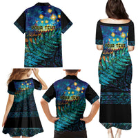 Matariki Te Tau Hou Maori Family Matching Puletasi and Hawaiian Shirt New Zealand Silver Fern Night Starry Sky