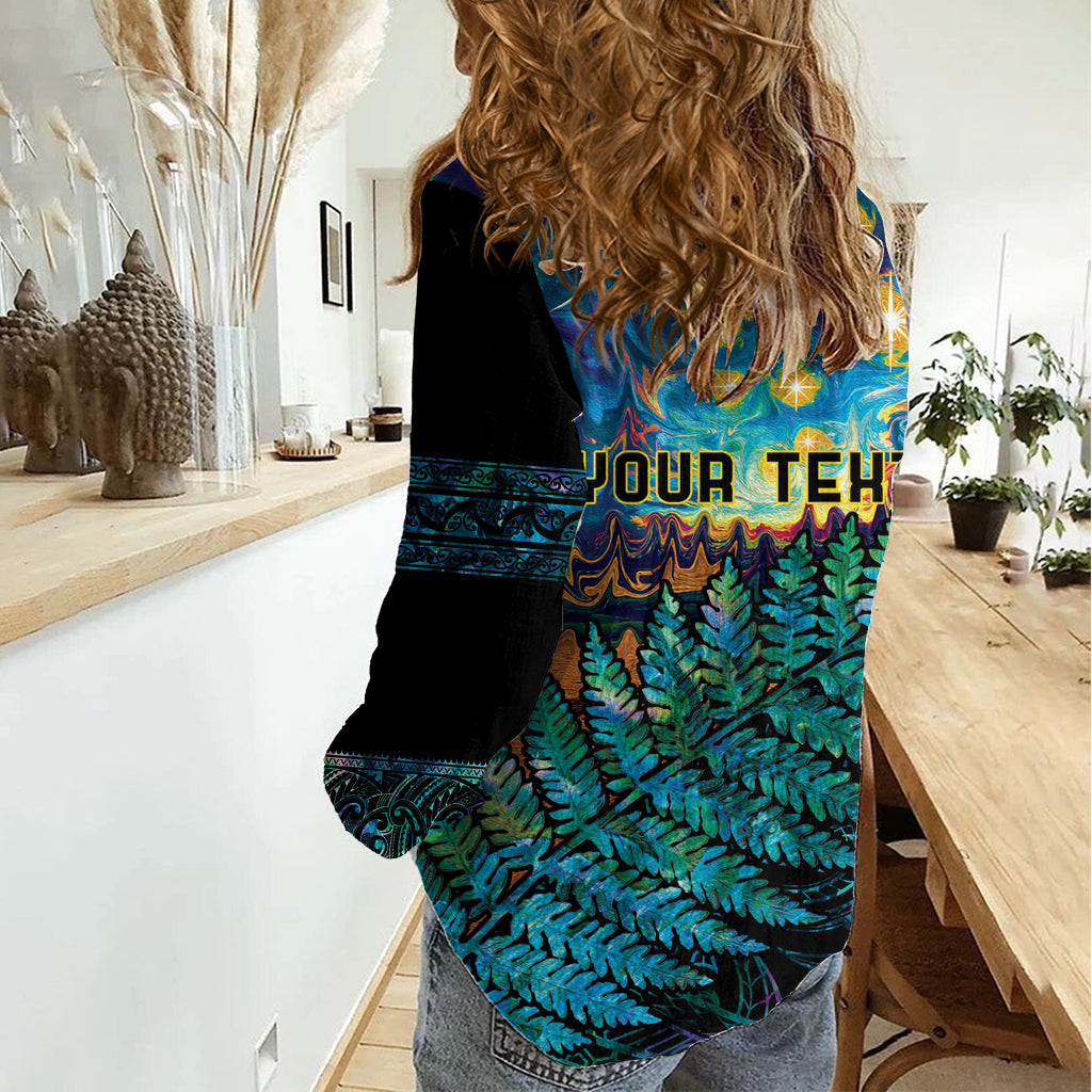Matariki Te Tau Hou Maori Women Casual Shirt New Zealand Silver Fern Night Starry Sky