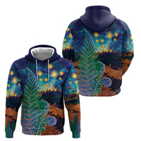 Personalised New Zealand Matariki Art Star Hoodie Koru Fern Night Starry Sky