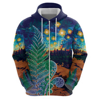 Personalised New Zealand Matariki Art Star Hoodie Koru Fern Night Starry Sky