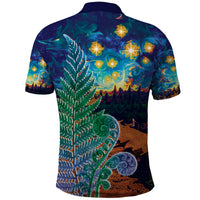 Personalised New Zealand Matariki Art Star Polo Shirt Koru Fern Night Starry Sky