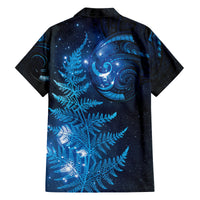 New Zealand Matariki Family Matching Off Shoulder Maxi Dress and Hawaiian Shirt Blue Milky Way Stars Night Sky