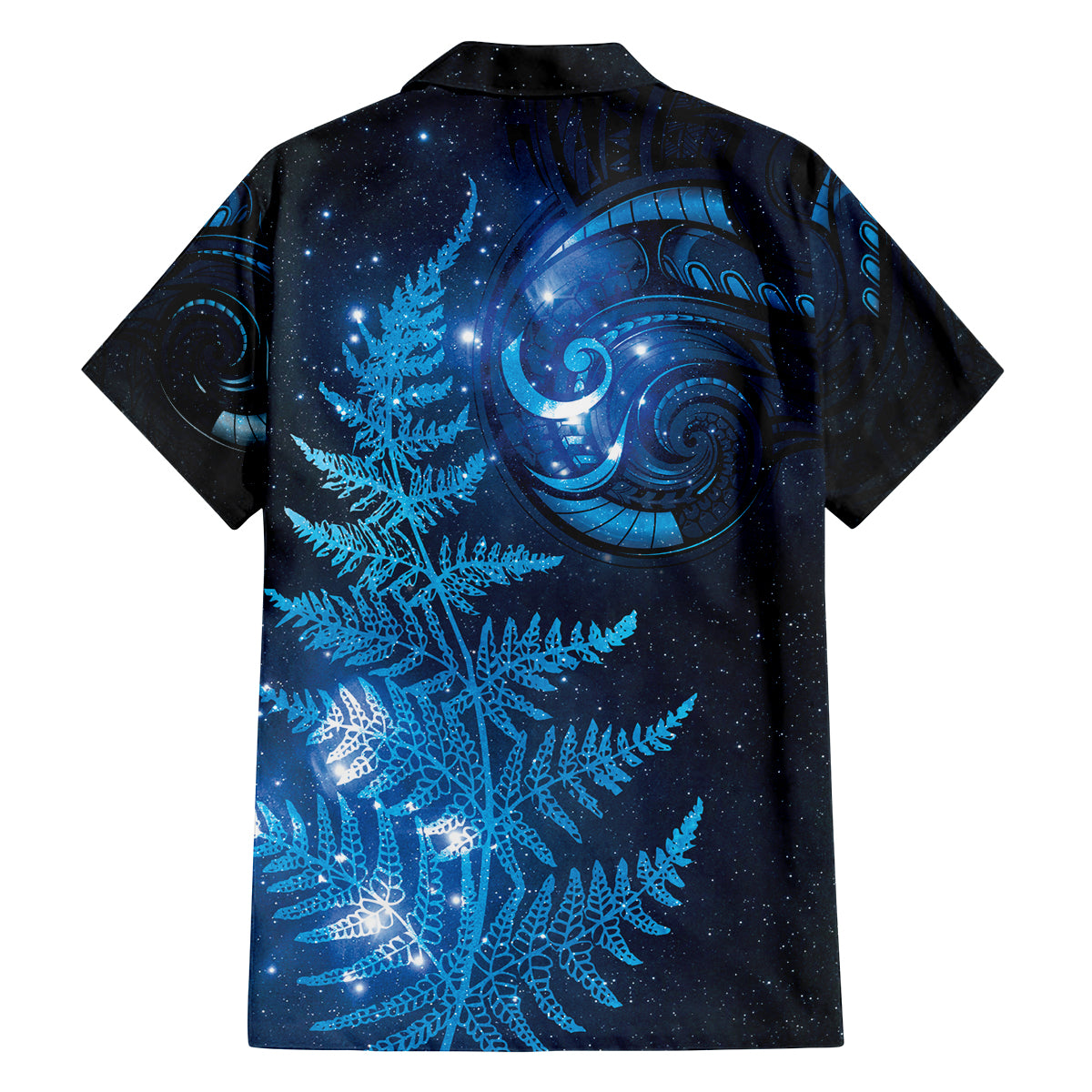 New Zealand Matariki Family Matching Off Shoulder Short Dress and Hawaiian Shirt Blue Milky Way Stars Night Sky LT9 - Polynesian Pride