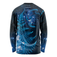 New Zealand Matariki Long Sleeve Shirt Blue Milky Way Stars Night Sky LT9 - Polynesian Pride