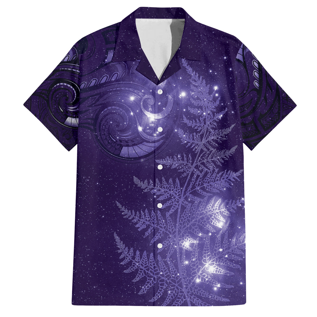 New Zealand Matariki Family Matching Long Sleeve Bodycon Dress and Hawaiian Shirt Purple Milky Way Stars Night Sky LT9 Dad's Shirt - Short Sleeve Purple - Polynesian Pride