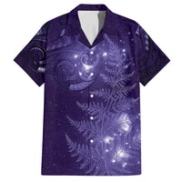 New Zealand Matariki Family Matching Long Sleeve Bodycon Dress and Hawaiian Shirt Purple Milky Way Stars Night Sky LT9 Dad's Shirt - Short Sleeve Purple - Polynesian Pride