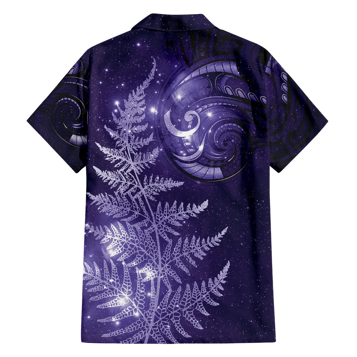 New Zealand Matariki Family Matching Off Shoulder Short Dress and Hawaiian Shirt Purple Milky Way Stars Night Sky LT9 - Polynesian Pride
