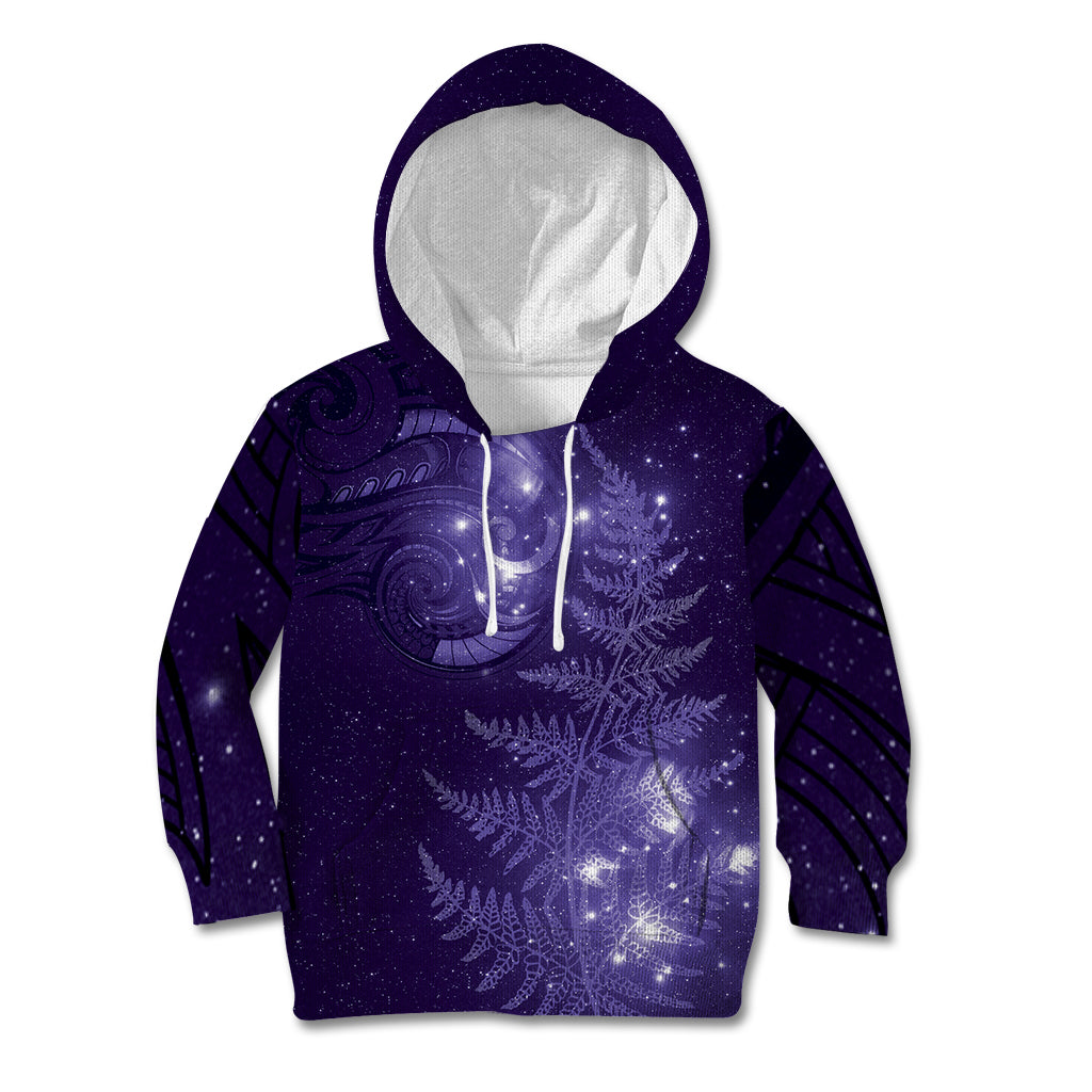 New Zealand Matariki Kid Hoodie Purple Milky Way Stars Night Sky